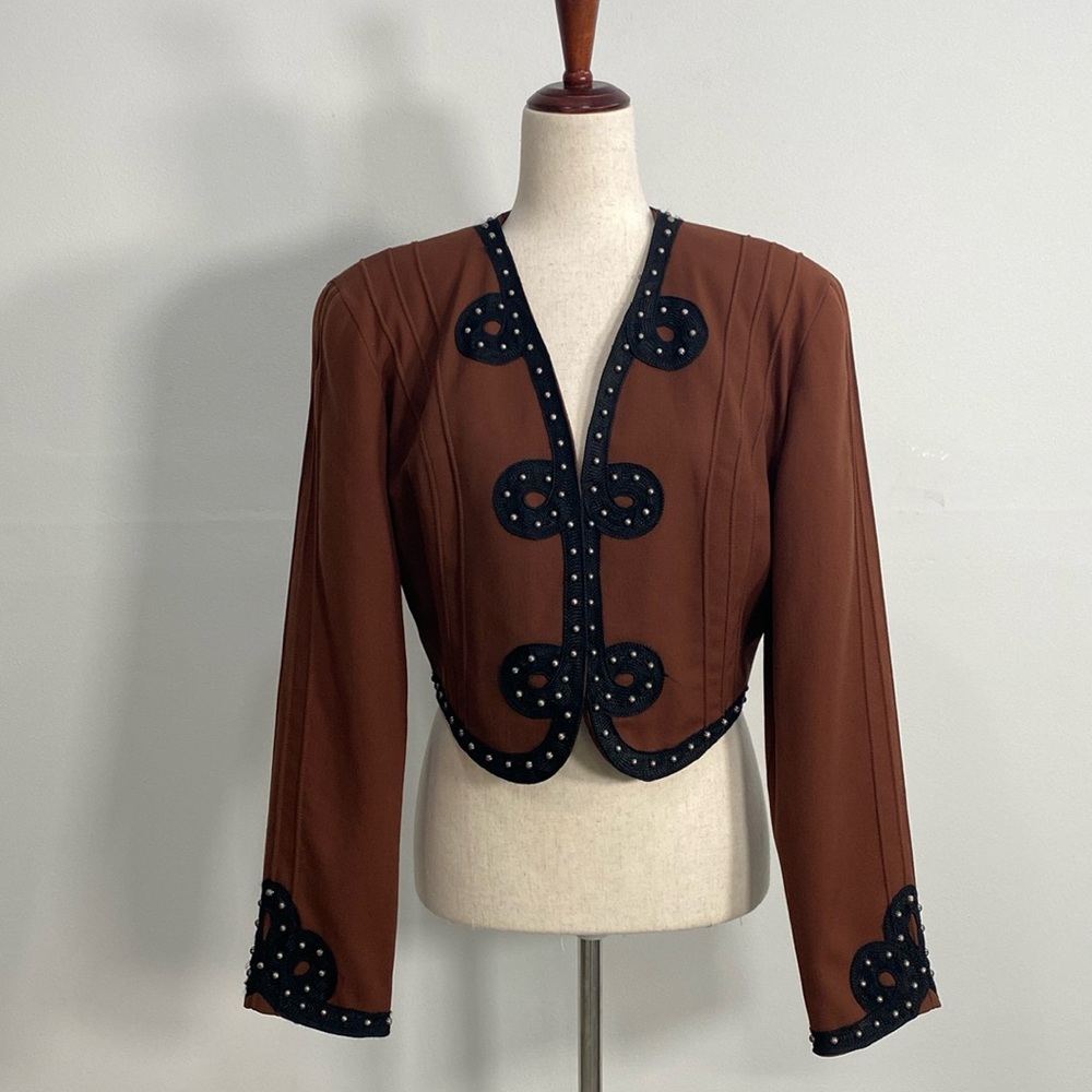 Double D Ranch Vintage Studded Jacket Western Embroidered Brown Medium - Picture 1 of 12